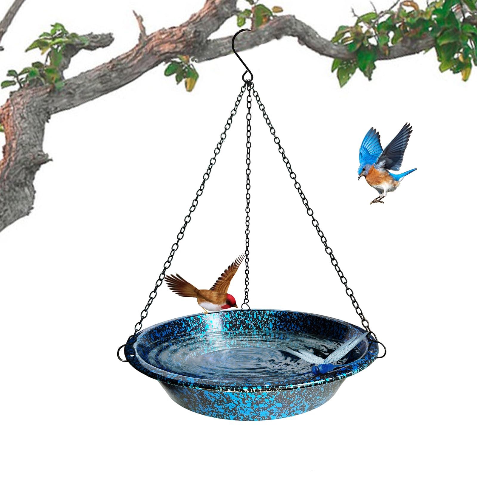 Hanging Bird Bath and Feeder Metal Garden Ornament