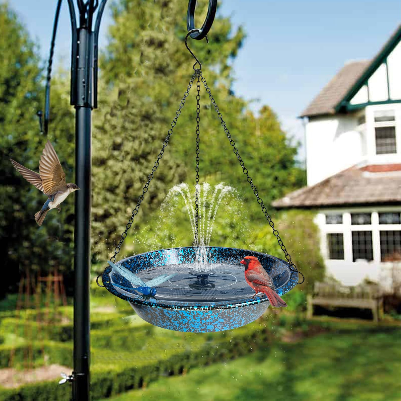 Hanging Bird Bath and Feeder Metal Garden Ornament — view 2