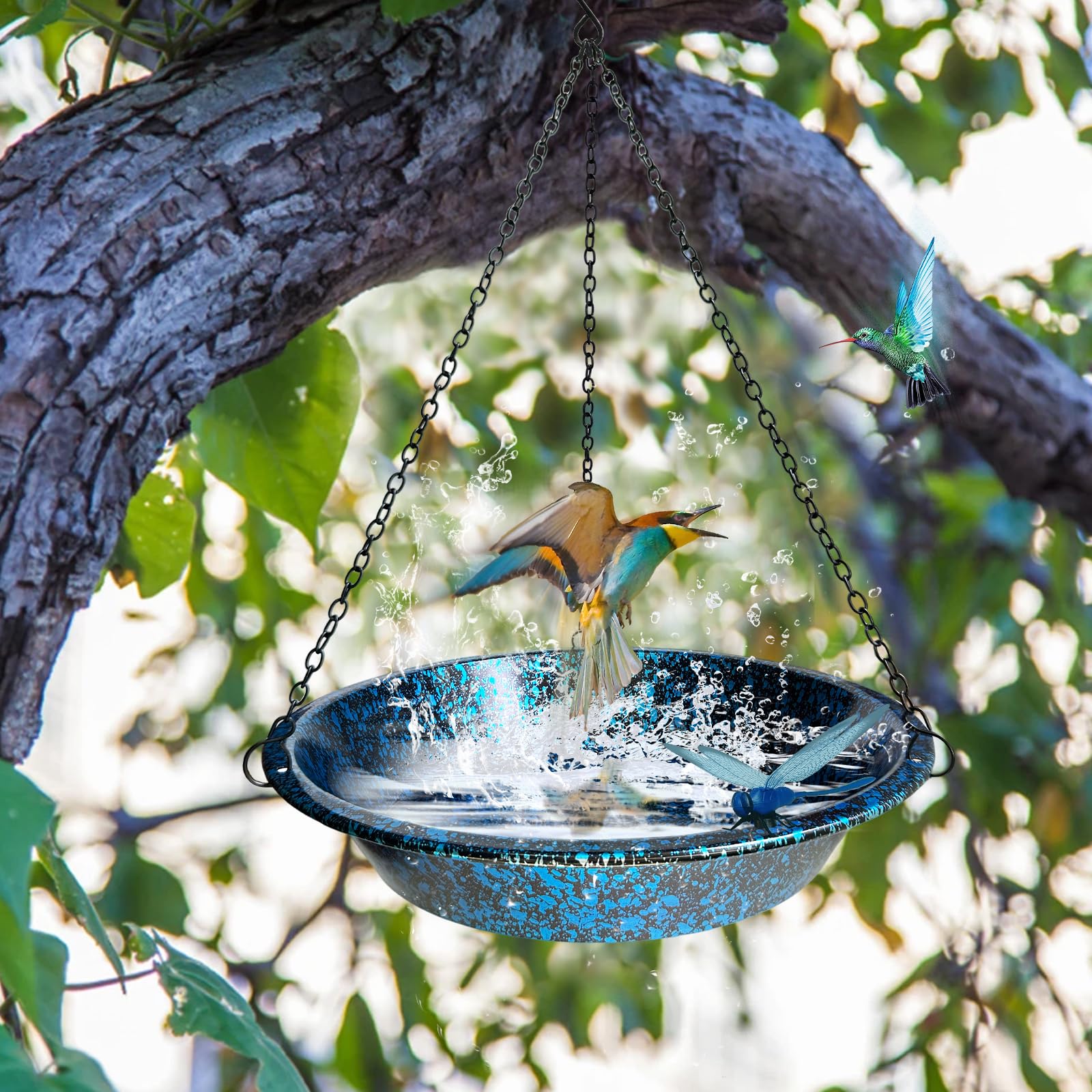 Hanging Bird Bath and Feeder Metal Garden Ornament — view 4