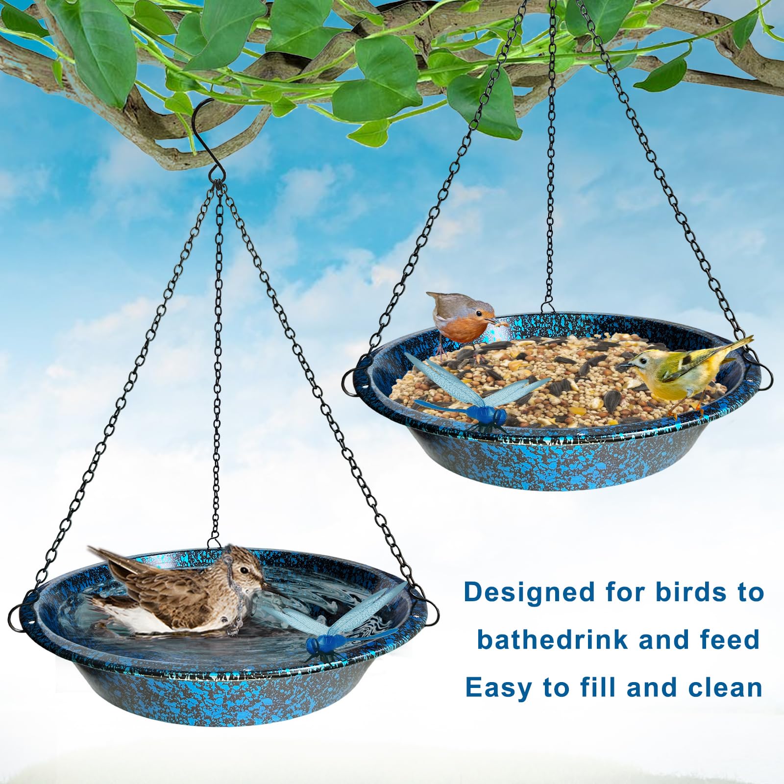 Hanging Bird Bath and Feeder Metal Garden Ornament — view 5