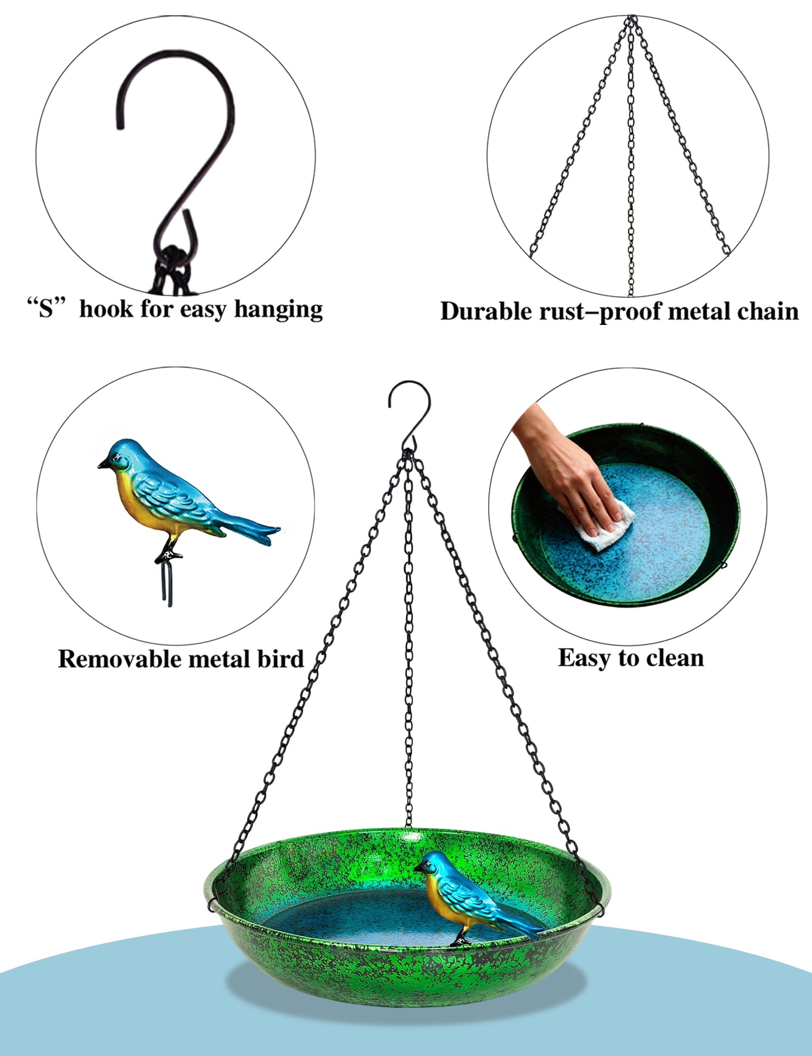 Outdoor Hanging Bird Bath and Feeder — view 6