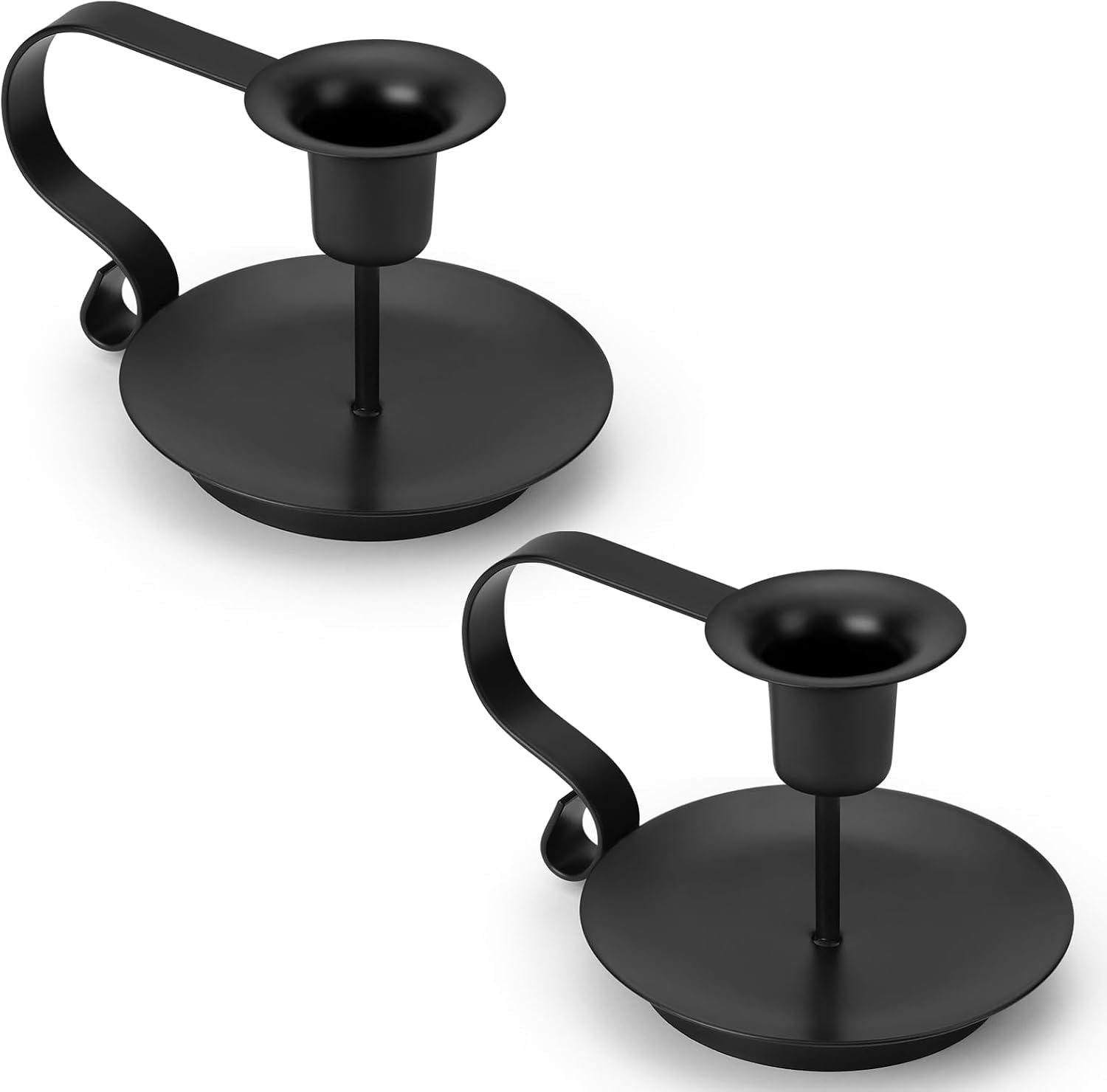 Black Iron Candlestick Holders Set of 2 for Table Decor