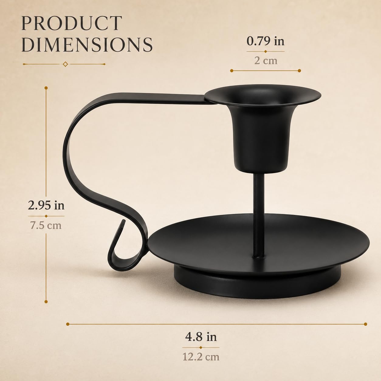 Black Iron Candlestick Holders Set of 2 for Table Decor — view 3